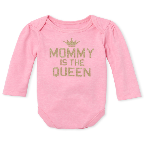 

Newborn Baby Glitter Mommy Is Queen Graphic Bodysuit - Pink - The Children's Place