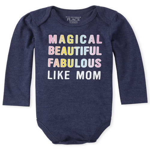 

Newborn Baby Fabulous Like Mom Graphic Bodysuit - Blue - The Children's Place