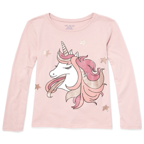 

Girls Glitter Unicorn Graphic Tee - Pink T-Shirt - The Children's Place