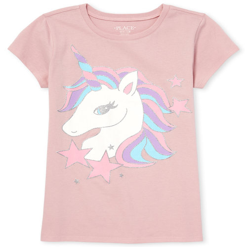 

s Glitter Unicorn Graphic Tee - Pink T-Shirt - The Children's Place