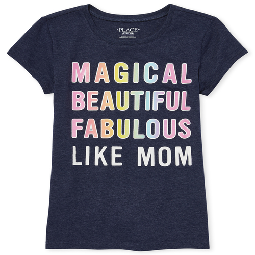 

s Glitter Fabulous Like Mom Graphic Tee - Blue T-Shirt - The Children's Place