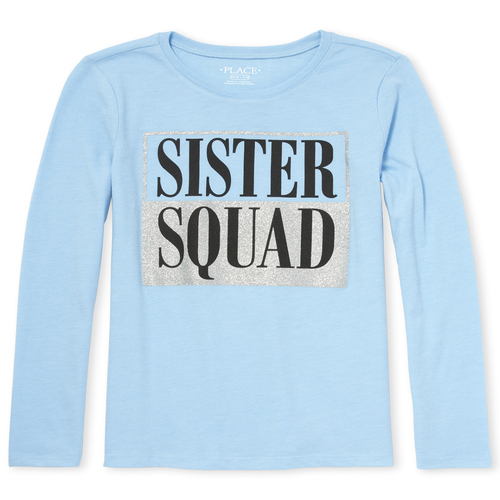 

s Glitter Sister Squad Graphic Tee - Blue T-Shirt - The Children's Place