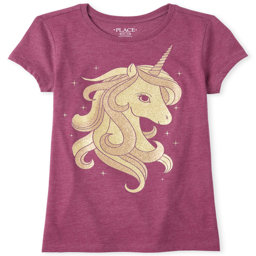 

Girls Glitter Unicorn Graphic Tee - Pink T-Shirt - The Children's Place