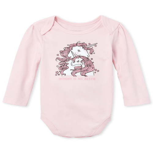 

Newborn Baby Glitter Mommy Unicorn Graphic Bodysuit - Pink - The Children's Place