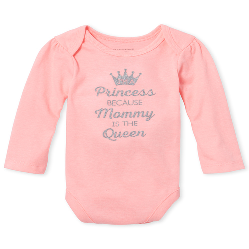 

Newborn Baby Glitter Princess Graphic Bodysuit - Pink - The Children's Place