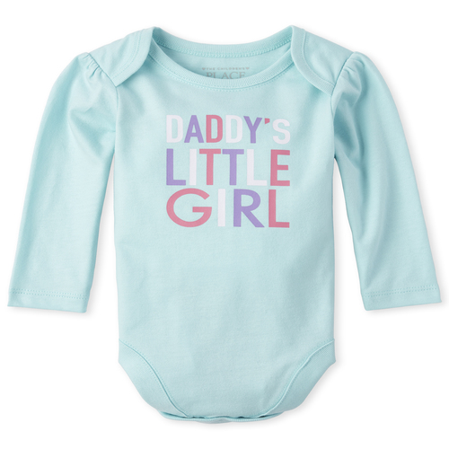 

Newborn Baby Long Sleeve 'Daddy's Little Girl' Graphic Bodysuit - Blue - The Children's Place