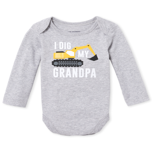 

Newborn Baby Boys Grandpa Truck Graphic Bodysuit - Gray - The Children's Place