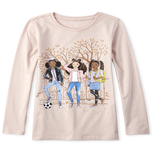 

Girls Glitter Graphic Tee - Pink T-Shirt - The Children's Place