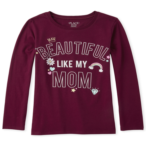 

s Glitter Beautiful Mom Graphic Tee - Red T-Shirt - The Children's Place
