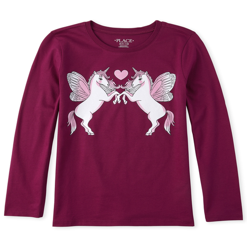 

Girls Glitter Unicorn Butterfly Graphic Tee - Pink T-Shirt - The Children's Place
