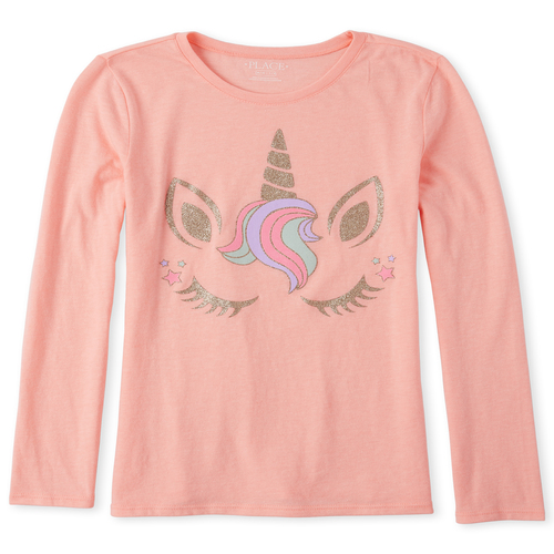 

Girls Glitter Unicorn Graphic Tee - Pink T-Shirt - The Children's Place