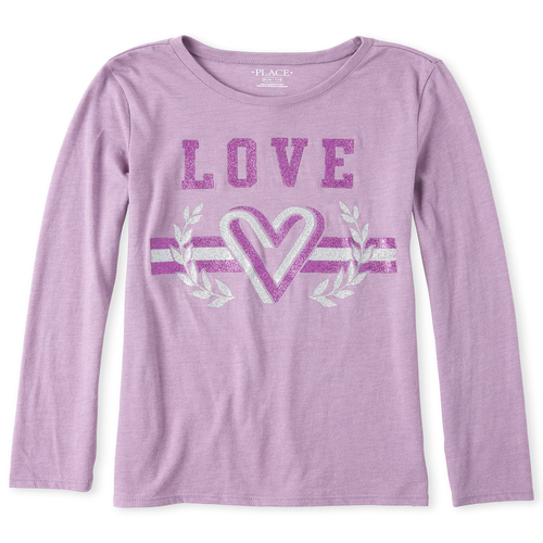 

Girls Glitter Love Graphic Tee - Purple T-Shirt - The Children's Place
