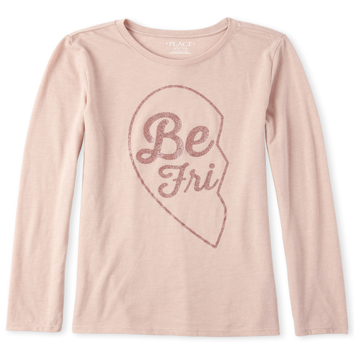 

Girls Glitter Best Friends Graphic Tee - Pink T-Shirt - The Children's Place