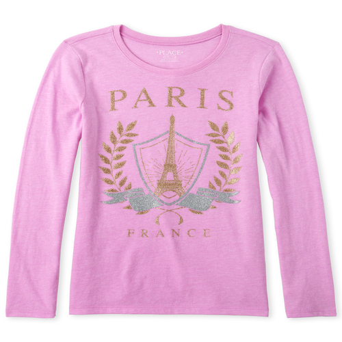 

s Glitter Paris Graphic Tee - Pink T-Shirt - The Children's Place