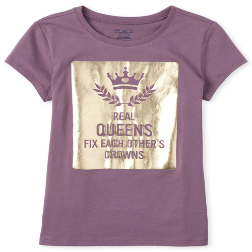 

Girls Foil Queens Graphic Tee - Purple T-Shirt - The Children's Place