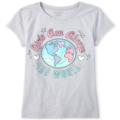 

s Glitter Change The World Graphic Tee - Blue T-Shirt - The Children's Place
