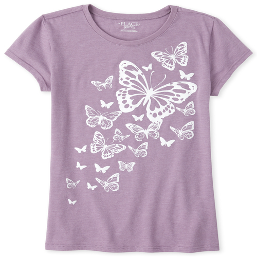 

Girls Foil Butterfly Graphic Tee - Purple T-Shirt - The Children's Place