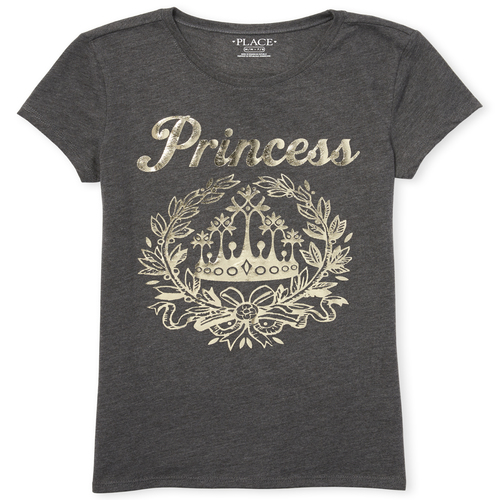 

s Foil Princess Graphic Tee - Gray T-Shirt - The Children's Place