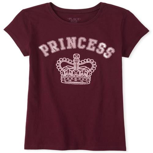 

Girls Glitter Princess Graphic Tee - Red T-Shirt - The Children's Place