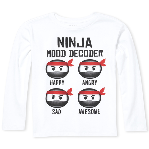 

s Boys Ninja Mood Graphic Tee - White T-Shirt - The Children's Place