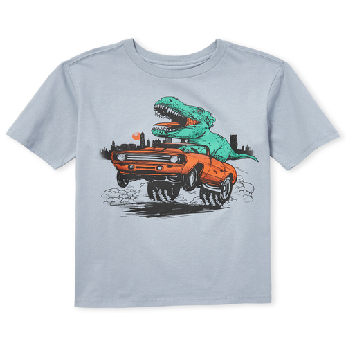 

s Boys Dino Car Graphic Tee - Gray T-Shirt - The Children's Place