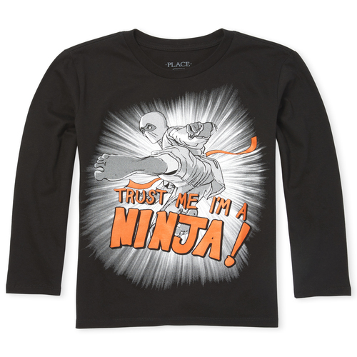 

s Boys Ninja Graphic Tee - Black T-Shirt - The Children's Place