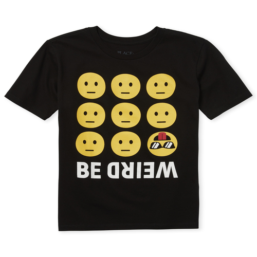 

s Boys Be Weird Emoji Graphic Tee - Black T-Shirt - The Children's Place