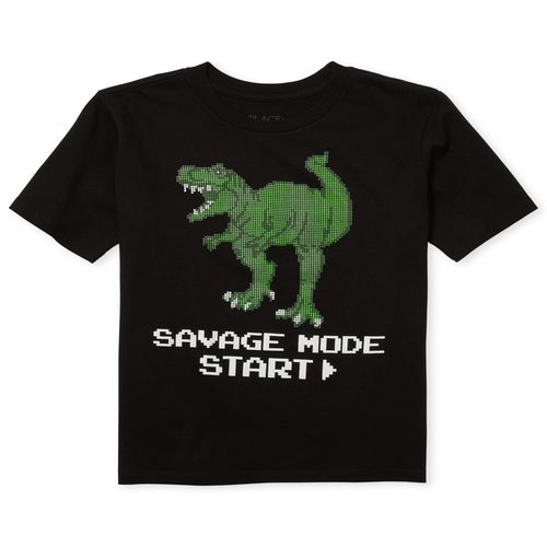 

s Boys Dino Graphic Tee - Black T-Shirt - The Children's Place