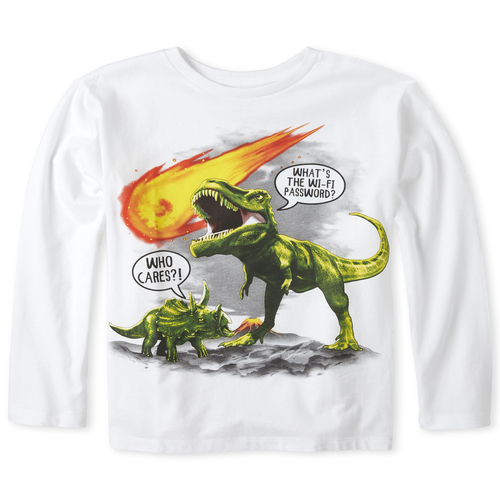 

s Boys Dino Wifi Graphic Tee - White T-Shirt - The Children's Place