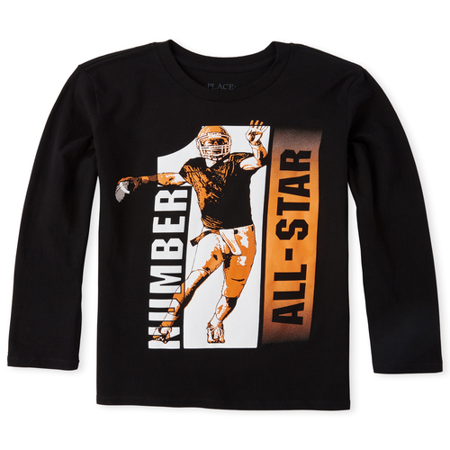 

s Boys Football Graphic Tee - Black T-Shirt - The Children's Place