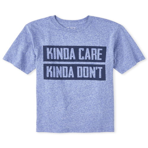 

Boys Boys Care Graphic Tee - Blue T-Shirt - The Children's Place