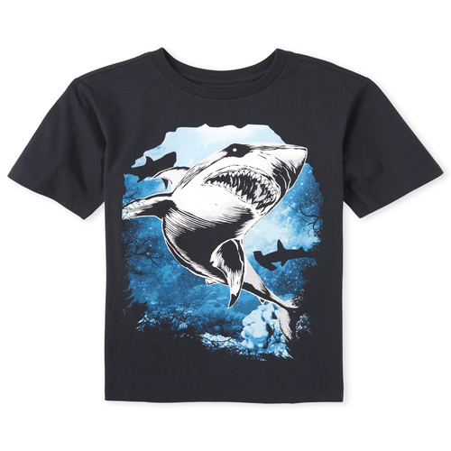 

Boys Boys Shark Graphic Tee - Black T-Shirt - The Children's Place