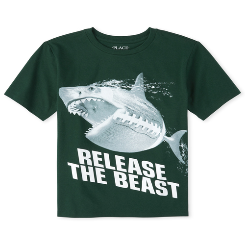 

s Boys Shark Graphic Tee - Green T-Shirt - The Children's Place