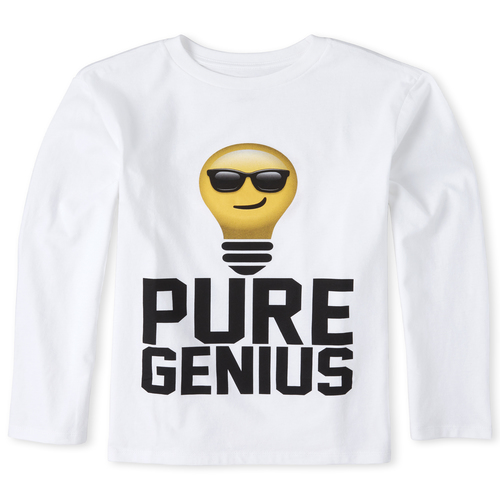 

Boys Boy Genius Emoji Graphic Tee - White T-Shirt - The Children's Place
