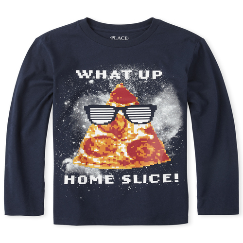 

s Boys Pizza Graphic Tee - Blue T-Shirt - The Children's Place