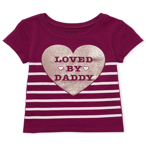

s Baby And Toddler Glitter Loved By Daddy Graphic Tee - Pink T-Shirt - The Children's Place