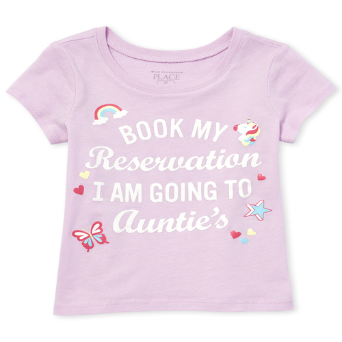 

s Baby And Toddler Glitter Auntie Graphic Tee - Purple T-Shirt - The Children's Place