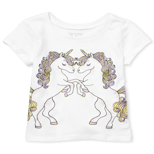 

s Baby And Toddler Glitter Unicorn Graphic Tee - White T-Shirt - The Children's Place