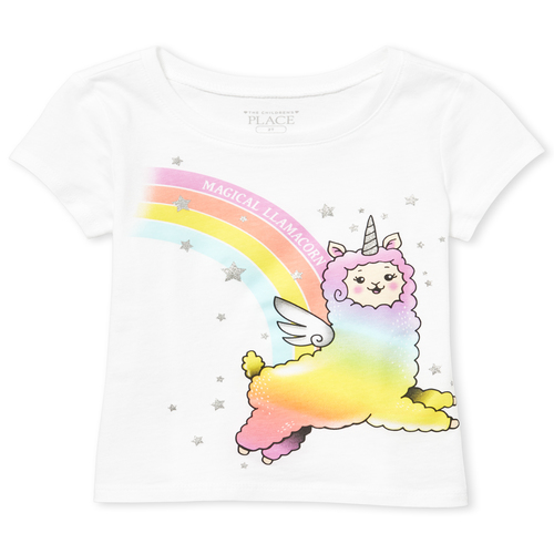 

s Baby And Toddler Glitter Llamacorn Graphic Tee - White T-Shirt - The Children's Place