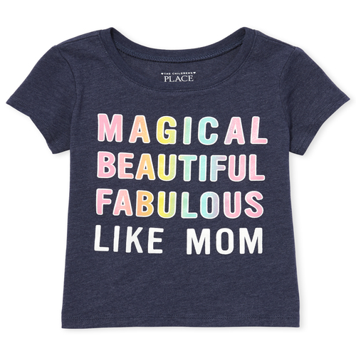 

s Baby And Toddler Glitter Like Mom Graphic Tee - Blue T-Shirt - The Children's Place
