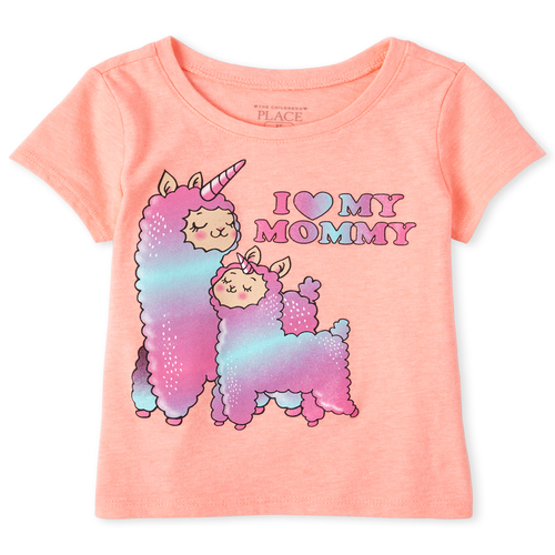 

s Baby And Toddler Glitter Mommy Llamacorn Graphic Tee - Pink T-Shirt - The Children's Place