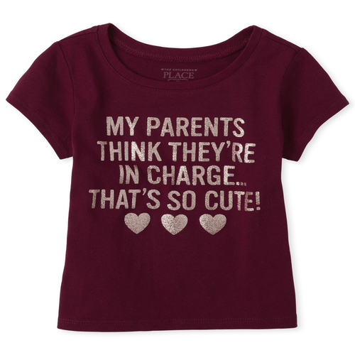 

s Baby And Toddler Glitter Parents Graphic Tee - Red T-Shirt - The Children's Place