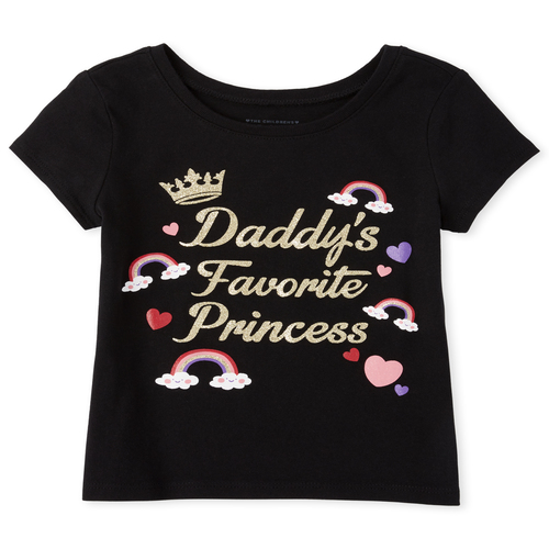 

s Baby And Toddler Glitter Daddy's Princess Graphic Tee - Black T-Shirt - The Children's Place