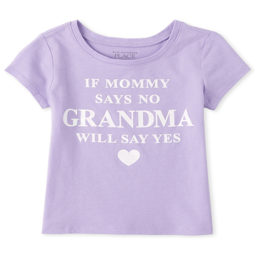 

s Baby And Toddler Glitter Grandma Says Yes Graphic Tee - Purple T-Shirt - The Children's Place