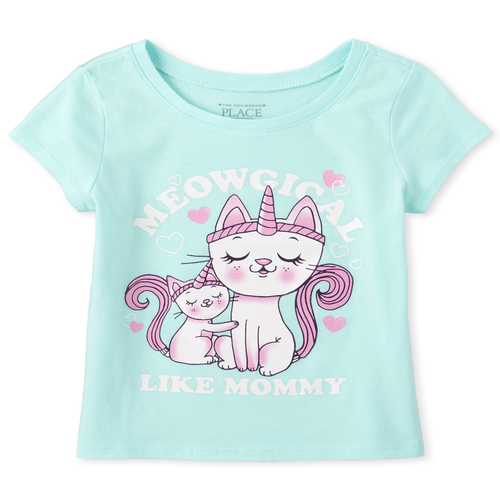 

s Baby And Toddler Glitter Mom Caticorn Graphic Tee - Blue T-Shirt - The Children's Place