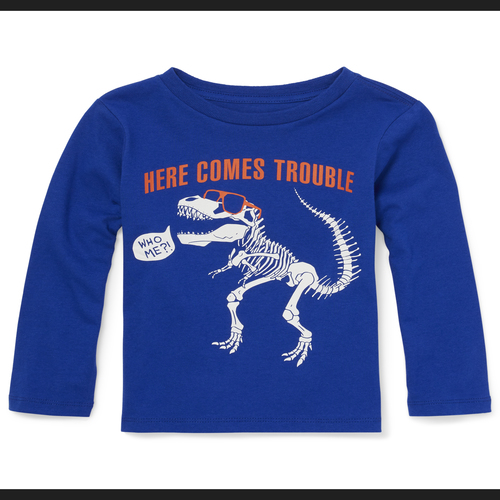 

s Baby And Toddler Boys Trouble Dino Graphic Tee - Blue T-Shirt - The Children's Place