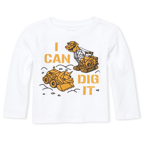 

s Baby And Toddler Boys Dig It Truck Top - White - The Children's Place