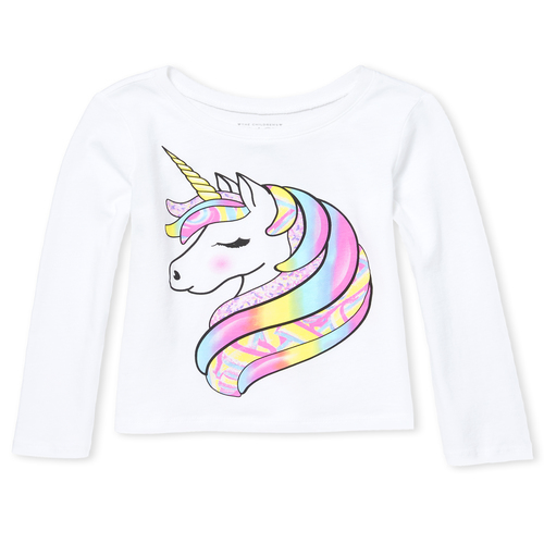 

s Baby And Toddler Glitter Unicorn Graphic Tee - White T-Shirt - The Children's Place