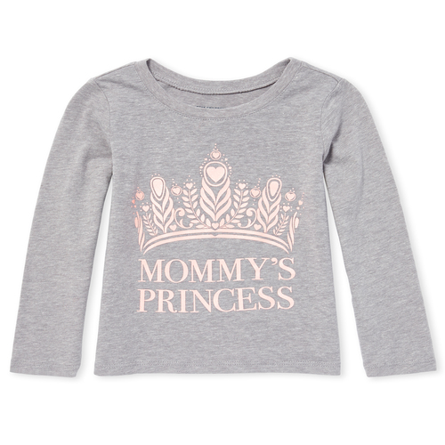 

s Baby And Toddler Glitter Mommy's Princess Graphic Tee - Gray T-Shirt - The Children's Place