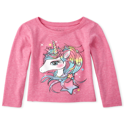 

s Baby And Toddler Glitter Unicorn Graphic Tee - Pink T-Shirt - The Children's Place